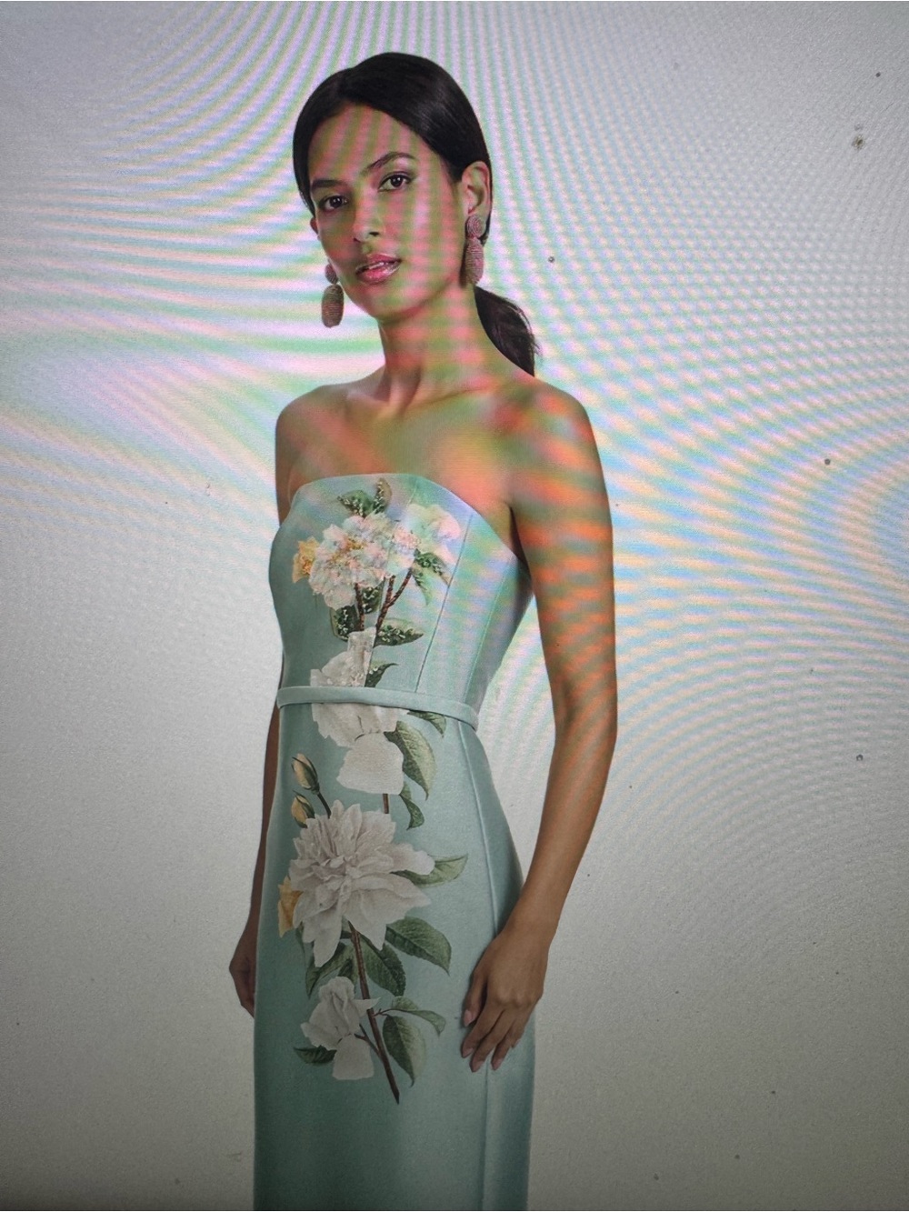 Sachin + Babi Strapless Sophia gown Mint Floral Column Gown - Picture 2 of 8